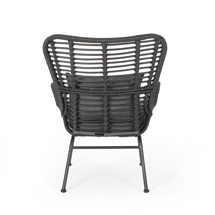 Modern Aesthetic Outdoor Rattan Accent Chair With Metal Legs