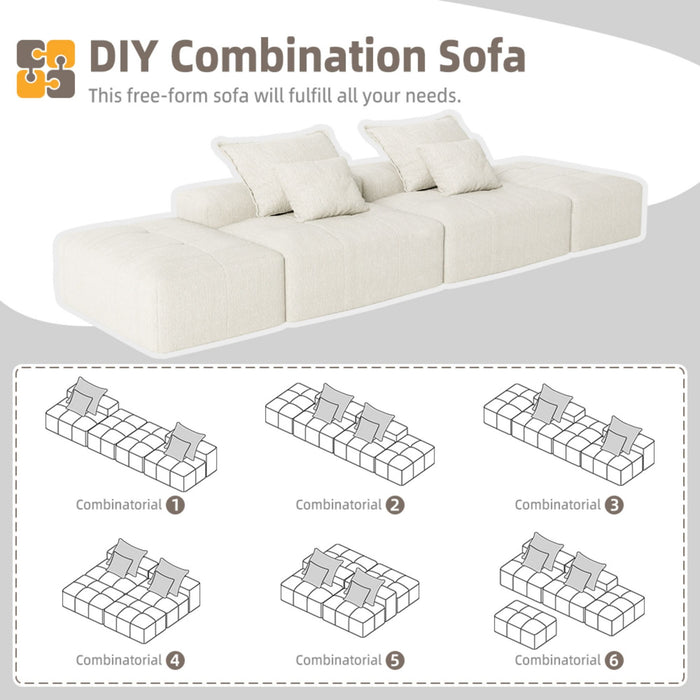 Modern Oversized Diy Combination Modular Sectional Sofa With Pillows