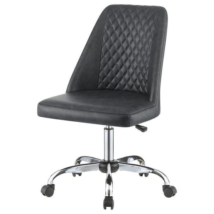 Adjustable Desk Chair With Diamond Tufted Backrest Base - Gray