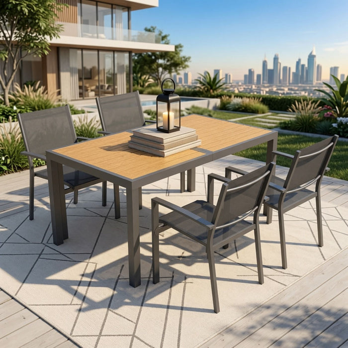 5 Piece Patio Dining Set With Table And Chairs For Outdoor Use - Gray