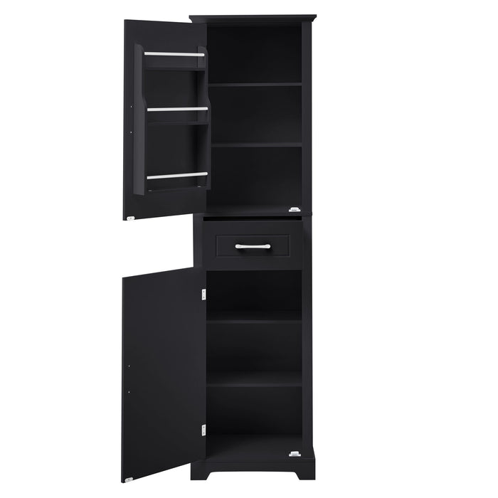 Tall Freestanding Bathroom Storage Cabinet With 2 Doors And Adjustable Shelves