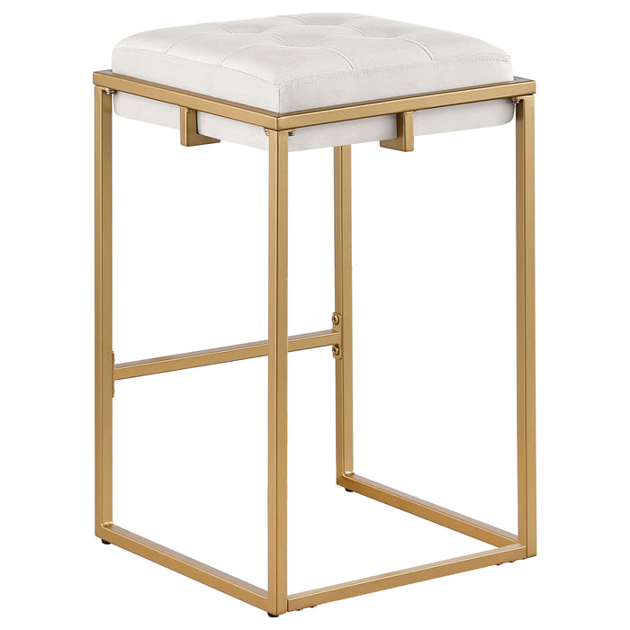 Square Counter Height Stools (Set of 2) - Beige / Gold