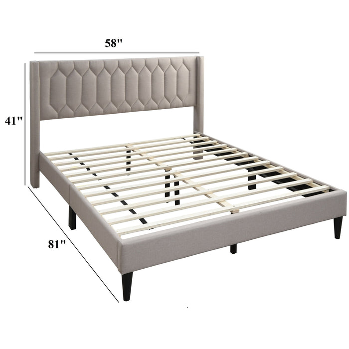 Platform Bed With Diamond Tufted Headboard