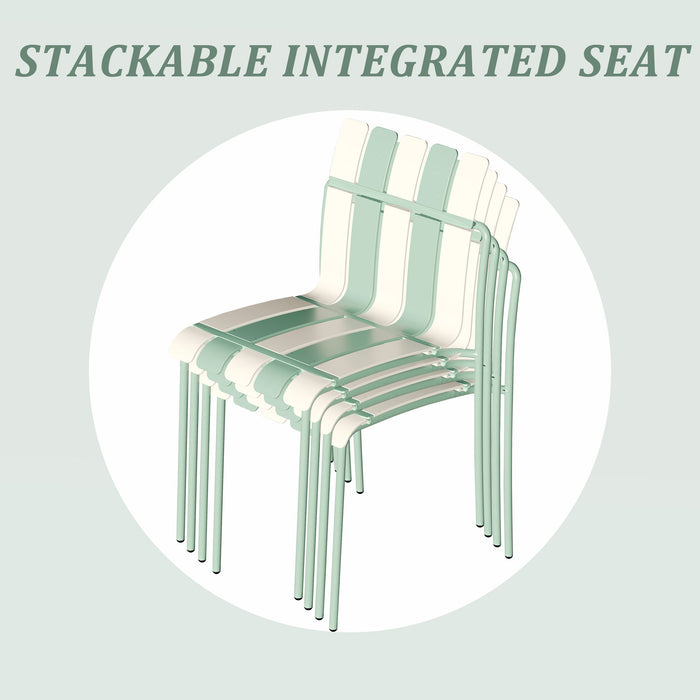 4 Piece Set Of Modern Color Block Designed Single Chairs With Long Table