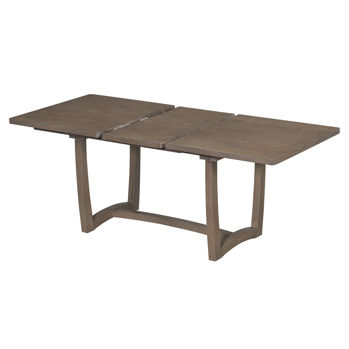 Rectangular Extendable Dining Table Set With 6 Upholstered Chairs