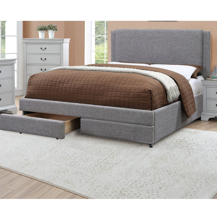 Contemporary Upholstered Bed With Storage Drawers