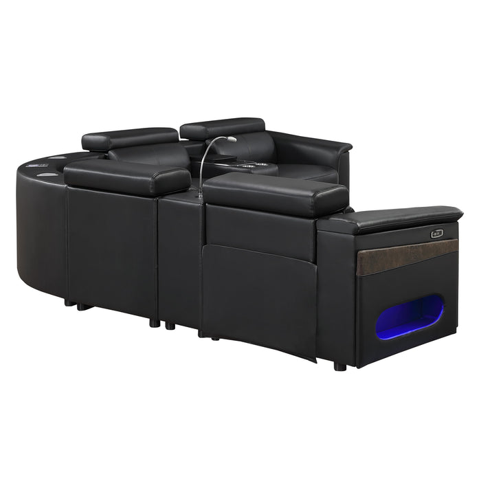 Nova - Sectional With Bluetooth Speaker, LED And Lifting Wine Cabinet