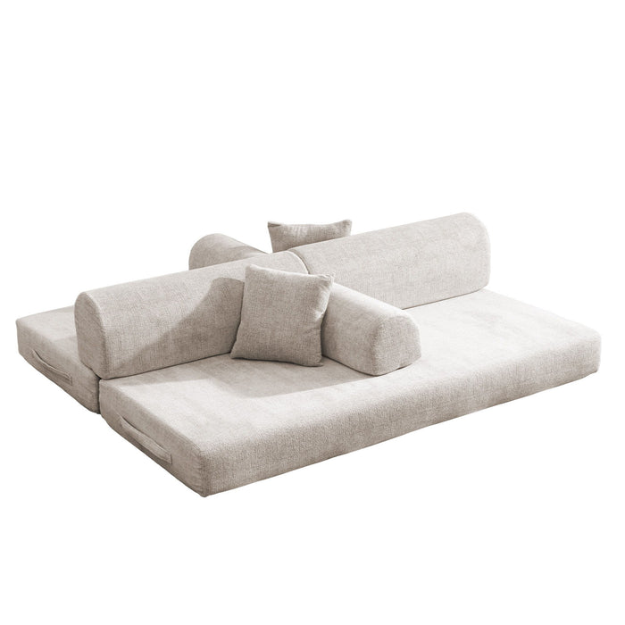 Modern 2 Tone Fabric Convertible Sleeper Sofa Bed