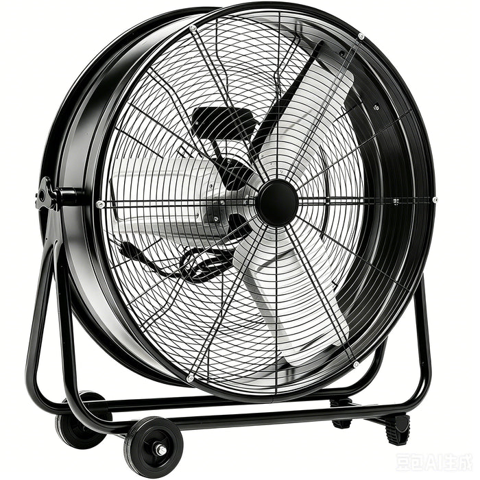 Drum Fan With Pure Copper Wiring Motor And Blades - Black