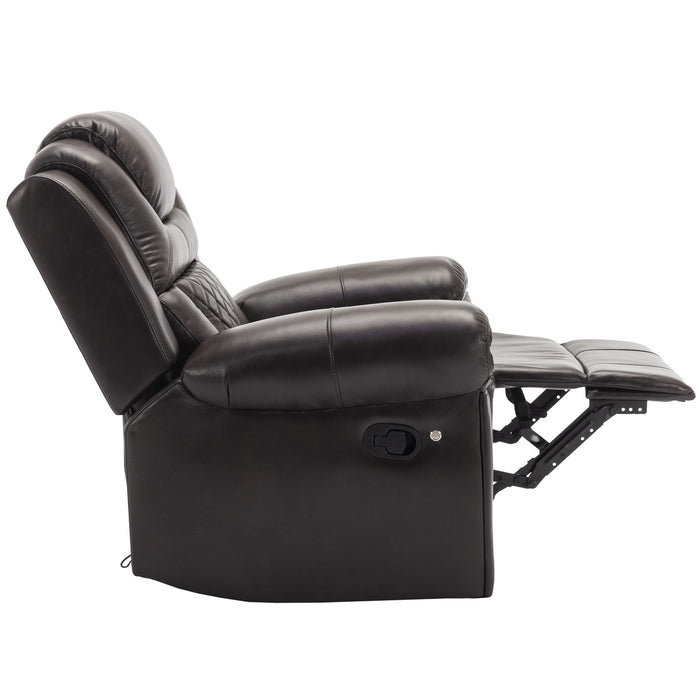 3 Pieces Recliner Sofa Sets Home Theater Seating Manual Recliner Chair & Center Console And LED Light Strip For Living Room - Brown