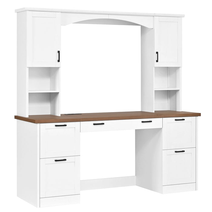Farmhouse Computer Desk With Hutch