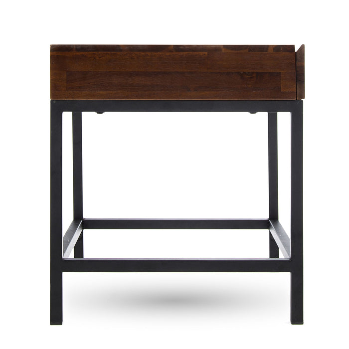 Industrial Style Storage Side Table With Iron Frame - Dark Oak