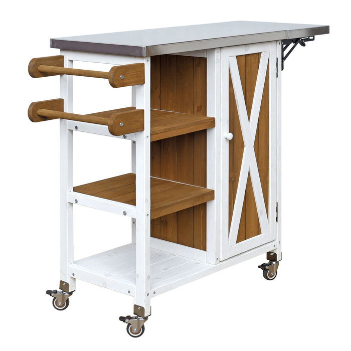 Foldable Outdoor Kitchen Island With Storage Cabinet