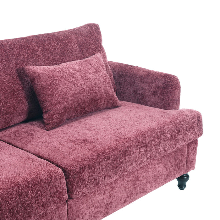 Mid Century Modern Chenille Fabric Loveseat Sofa, 2 Seat Upholstered Couch