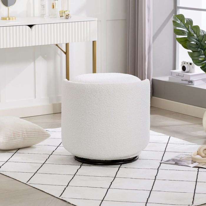 Barrel Chair & Built In Storage, 360° Swivel - Beige