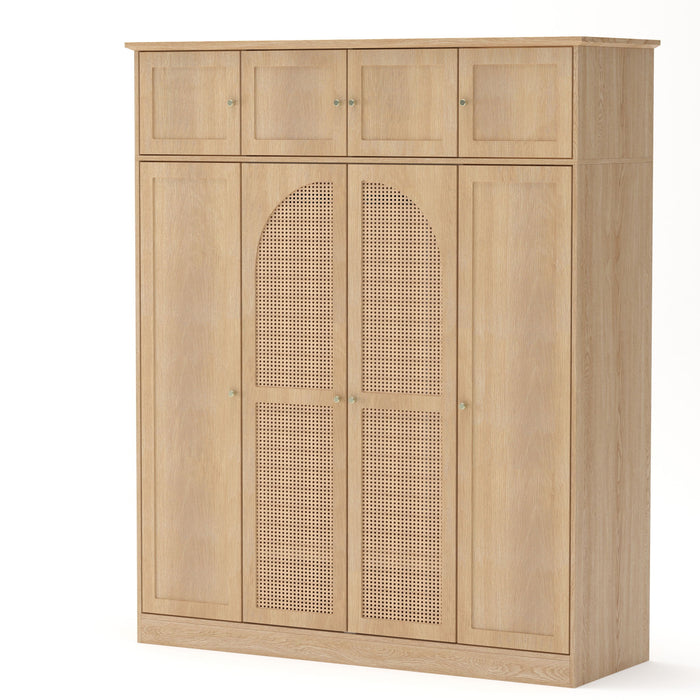 8 Door Armoire Wardrobe With Adjustable Shelves And Hanging Rod