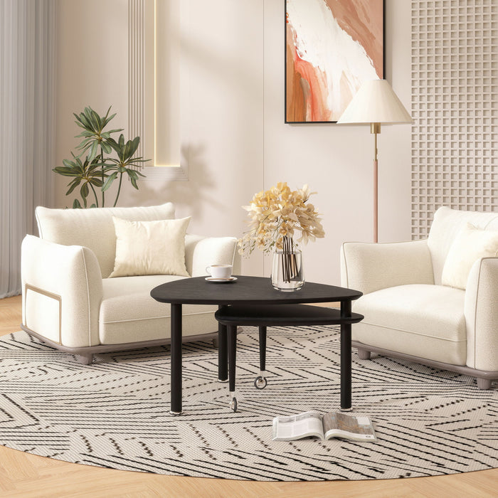 360 Degree Rotatable Coffee Table With Solid Legs