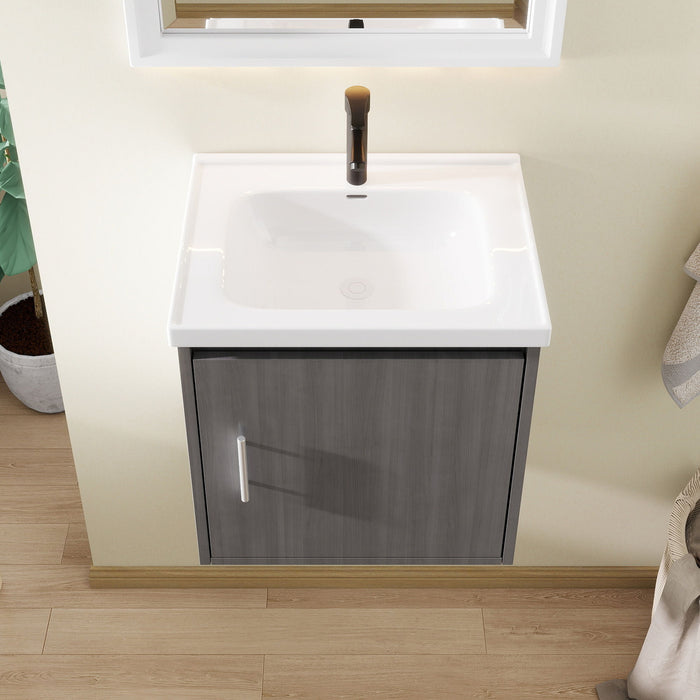 Floating Bathroom Vanity Combo, Wall Mounted Cabinet With Sink & Soft Close Doors For Small Bathrooms