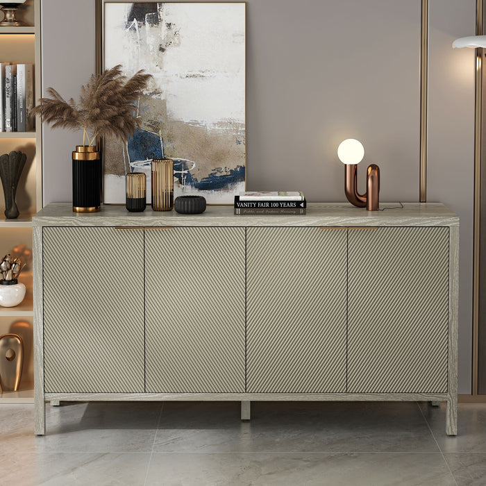 Buffet Cabinet With 4 Doors, Storage Sideboard For Living Room, Dining Room - Champagne