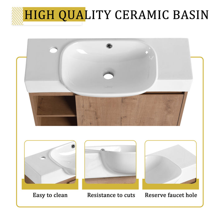 Sleek Design Freestanding Bathroom Vanity With Sink, Soft Close Door