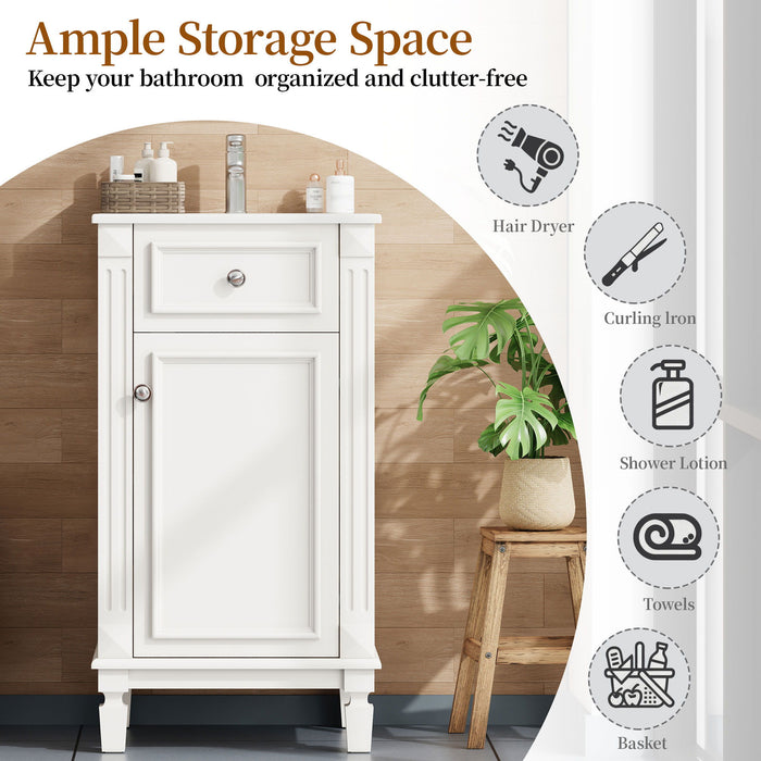 Bathroom Vanity With Sink, Cabinet, Soft-Closing Door, Adjustable Shelf - White