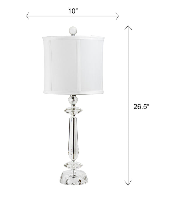 Karat - Contemporary Crystal Table Lamp (Set of 2) - Clear Crystal / Chrome / White Softback