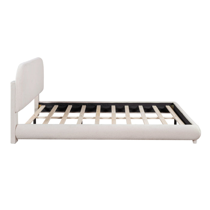 Upholstered Platform Bed With Thick Solid Frame And Stylish Curve-Shaped Design