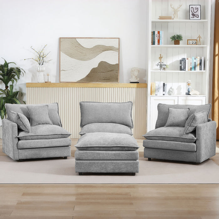 Modular L-Shaped Sectional Sofa With Movable Ottoman