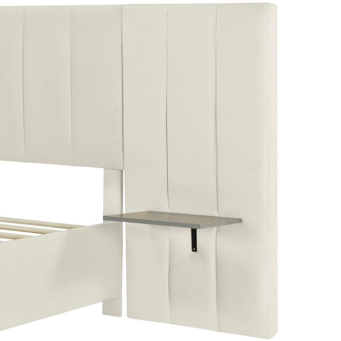 Upholstered Platform Bed With Big Headboard