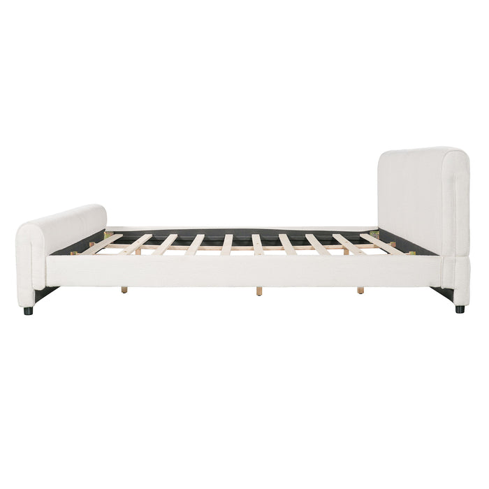 Luxury Upholstered Bed Frame With Curved Headboard & Footboard