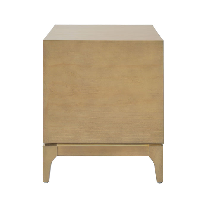Japandi 2 Drawer Nightstand With Geometric Design