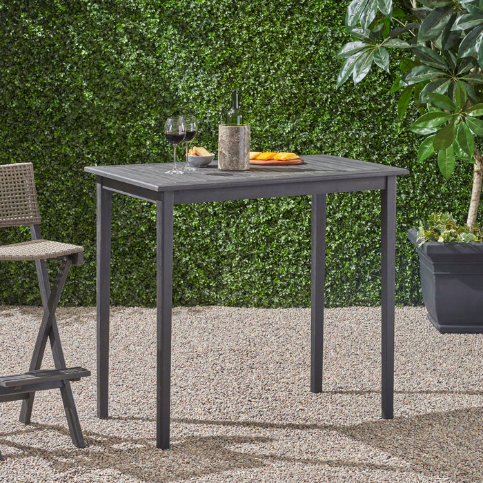 Outdoor Minimalist Acacia Wood Rectangle Bar Table