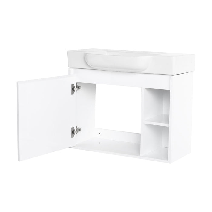 Wall Mounted Bathroom Vanity With Sink & Soft Close Door
