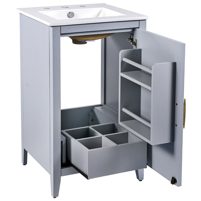Modern Bathroom Vanity With Sink, Functional Drawer, Soft- Closing Door