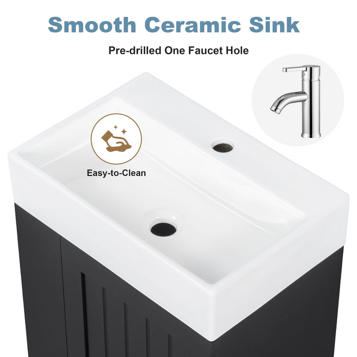 Modern Bathroom Vanity With Sink, Storage Cabinet, Drawer & Side Shelf
