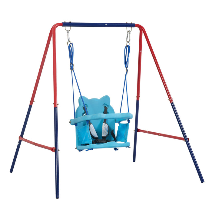 Xiunan Leisure - 2 In 1 Baby Swing Set Safe Playground Accessory - Blue / Red