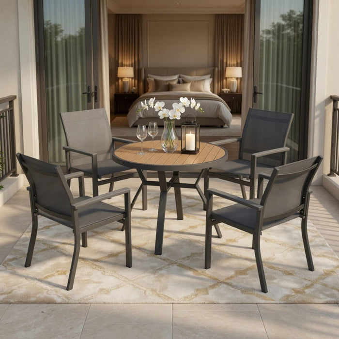 5 Piece Patio Dining Set & Table And Chairs For Outdoor Use - Gray