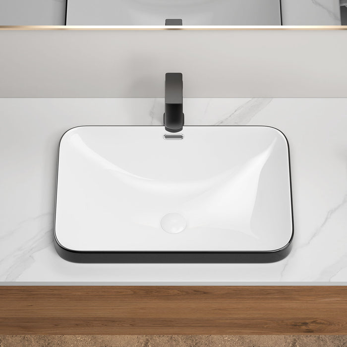 Undermount Bathroom Sink, Vessel Basin For Vanity Countertop - Black White