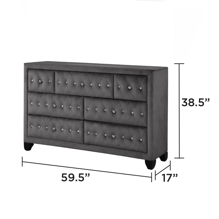 Sophia - 7 Drawer Dresser - Gray