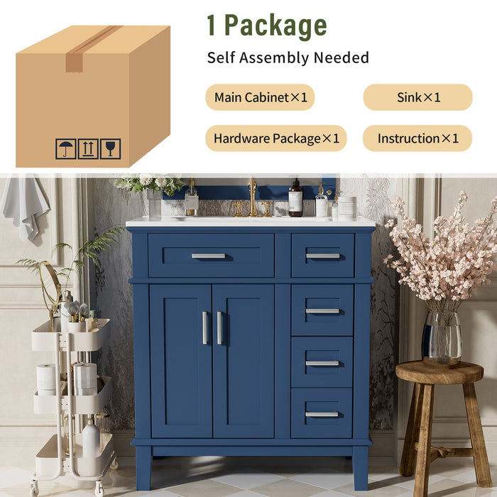 Modern Bathroom Vanity With Sink, Storage Cabinet, Soft Close Doors, Deep & Standard Drawers