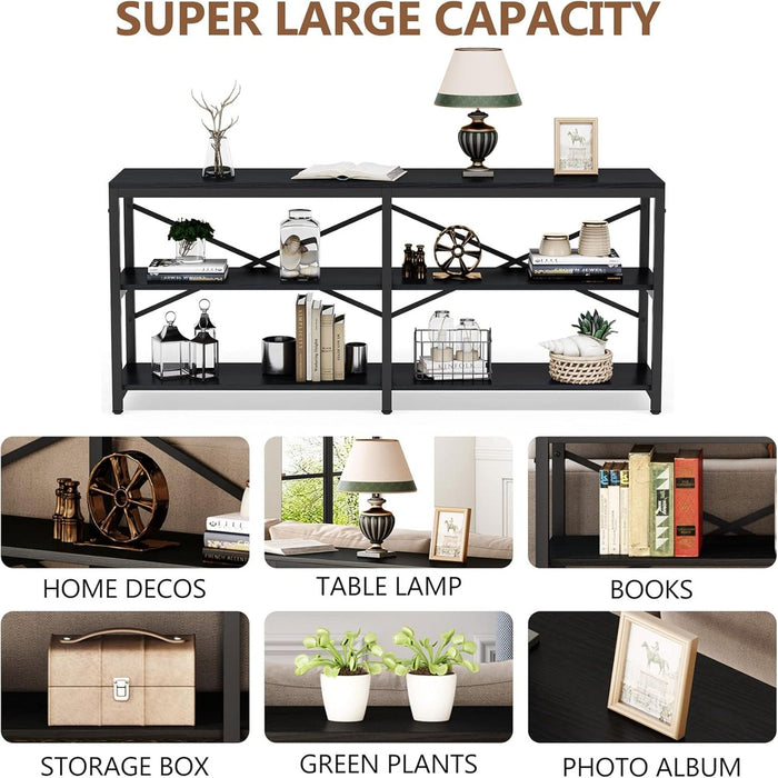 Console Table With X Back Design, Extra Long Storage