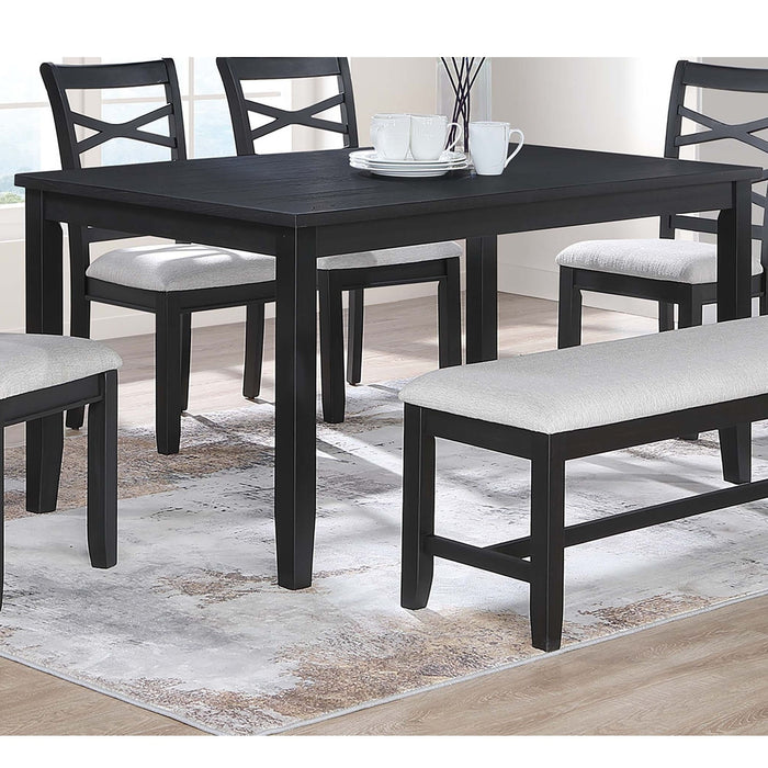 Dining Set 6 Piece With Table And Upholstered X Back Chairs - Charcoal