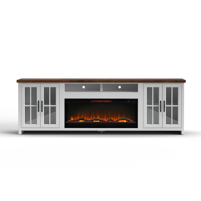 Fireplace TV Stand Console & Fixed Shelves