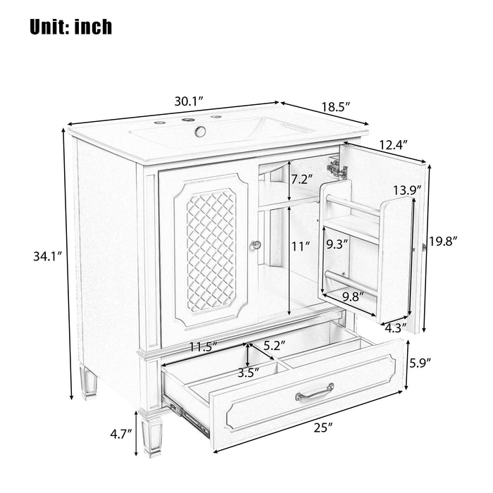 Bathroom Vanity With Sink, Soft Closing Door, Multi Functional Storage