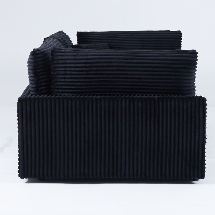 Elegant Corduroy Sofa With Throw Pillows And Backrests