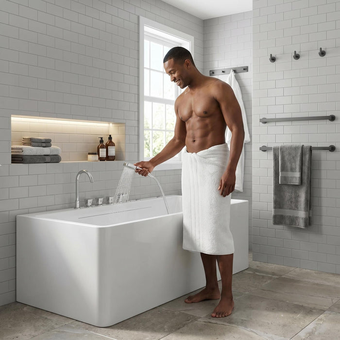 Xavier - Single Massage Bathtub, Equipped With Gfci Plug And Ul Certified Water Pump, Upc Certified Drain - Milk White