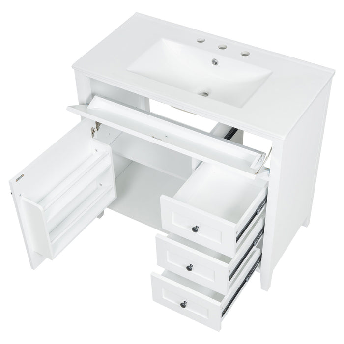 Bathroom Vanity With Sink, Cabinet With 3 Drawers And Adjustable Shelf