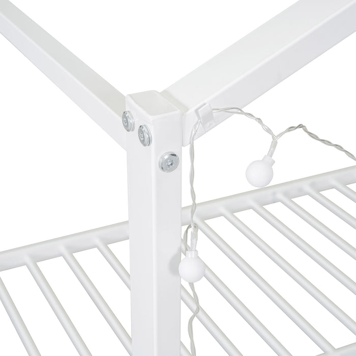 Bed House Frame With Shelves And Lights