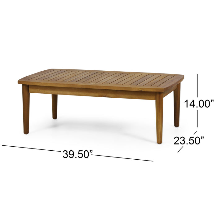 Outdoor Acacia Wood Loveseat Set With Coffee Table