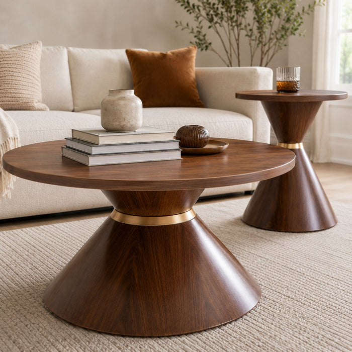 2 Piece Round Coffee Table Set For Living Room